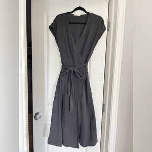 Black cotton gauze marine layer wrap dress sz medium